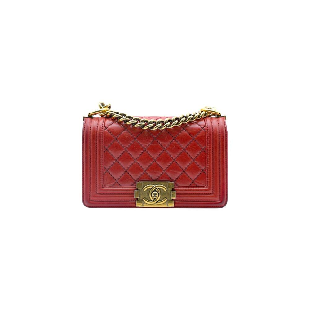 CHANEL Boy Lambskin Quilted Small Flap Bag In Red